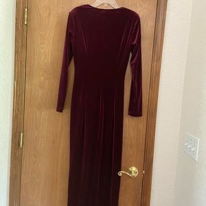 burgundy velvet long dress